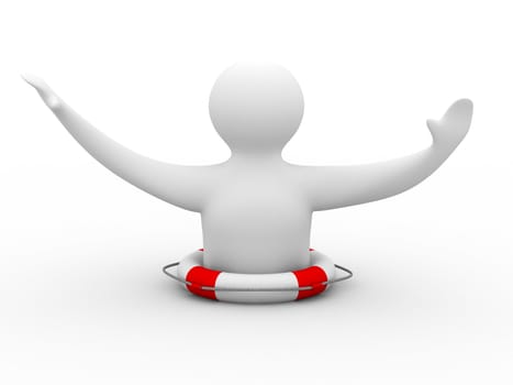 man suffering disaster on white background. Isolated 3D image