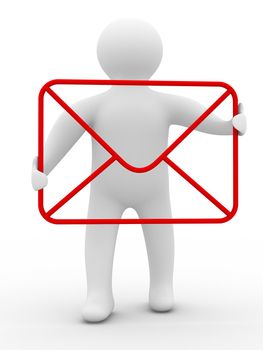 E-mail concept on white background. Isolated 3D image