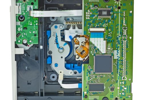 computer hard disk closeup to a circuit board