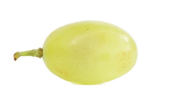 Translucent slice of green grape fruit, macro isolated on white 