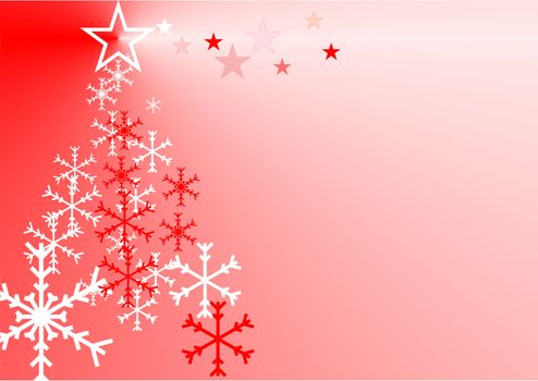 Christmas greeting card with tree and snow