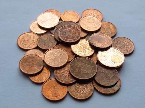 A bunch of Euro coins money (European currency)