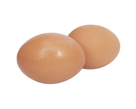 two brown eggs isolated on white background 