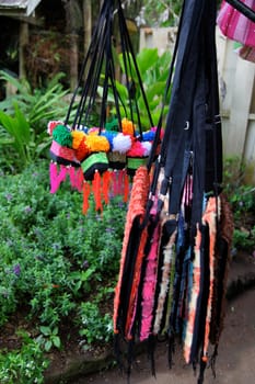 Traditional Thai bags in Chiang Mai, Thailand - travel and tourism.