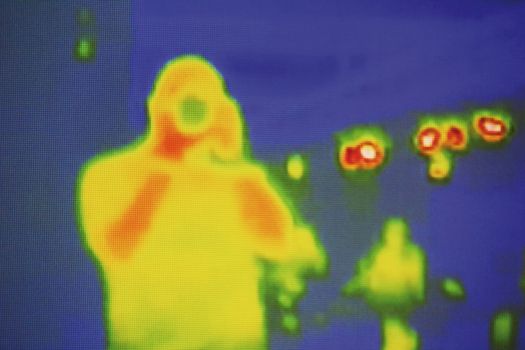 the photographer is filmed by the infrared camera