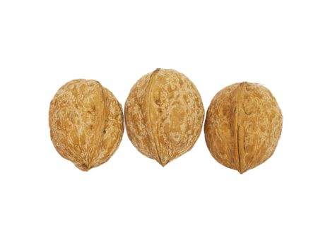 three circassian walnuts isolated on white 