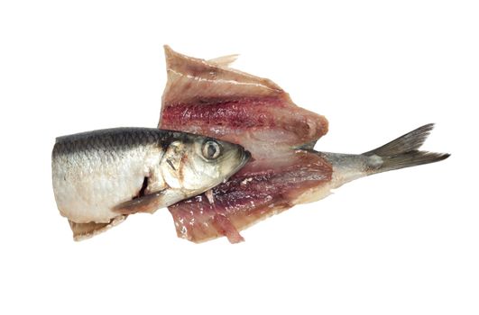 Salted herring isolated on the white background 