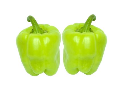 two Green Peppers insulated on white background