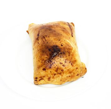 asian and uzbek pies with lamb, samsa, on white background 