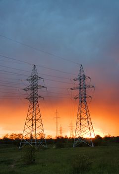 power line at sunset