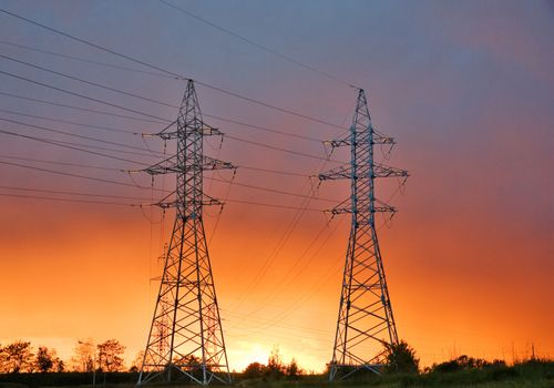 power line at sunset