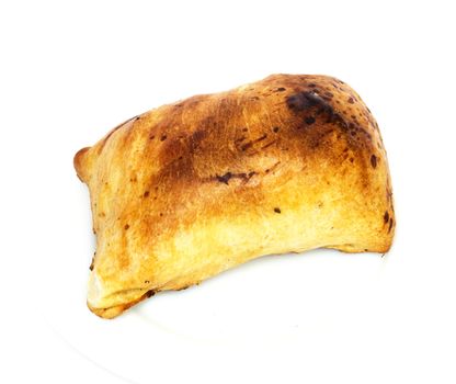 asian and uzbek pies with lamb, samsa, on white background 