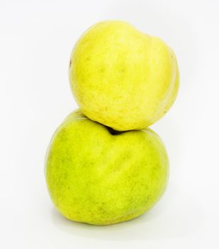 Two quince on white background 