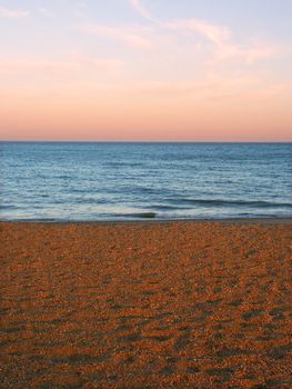 Pink sunset over Lake Michigan at Illinois Beach State Park.