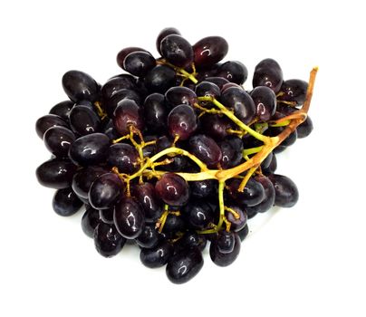 Bunch of black grapes isolated on white background 