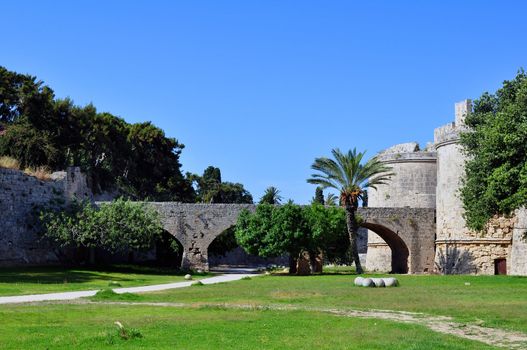 Travel photography: Old town: ancient Rhodes fortress, island of Rhodes, Greece