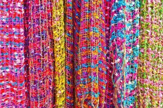 Colorful scarfs at Ciutadellas flea market