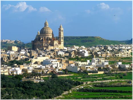 The city and parish church of Xewkija, Gozo - Malta.