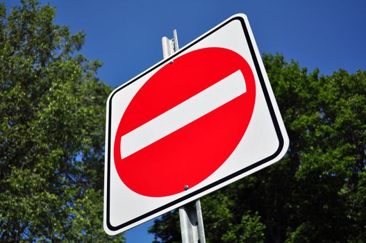 Photo of a colorful do not enter traffic sign