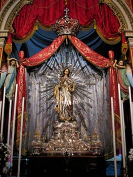 The beautiful statue of The Immaculate Conception, venerated in Cospicua, Malta.