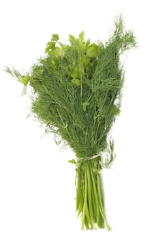 dill and parsley isolated on a white background 