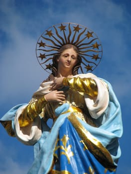 A street decoration portraying The Immaculate Conception in Cospicua, Malta.