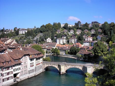 The Old City of Bern is the medieval city center of Bern, Switzerland. Built on a narrow hill surrounded on three sides by the Aare River, its compact layout has remained essentially unchanged since its construction during the 12th to the 15th century.