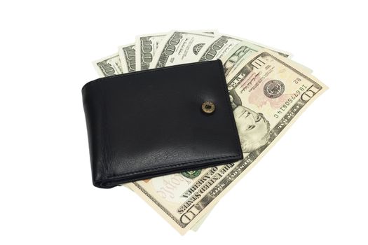 One black purse with the big pack of dollars 