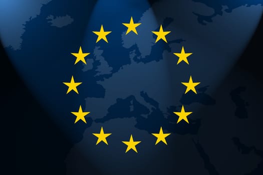 the flag of europe in front of the map