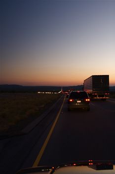 Highway directional signage on a remote stretch of interstate in Utah USA