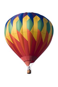 Colorful hot-air balloon floating against white background