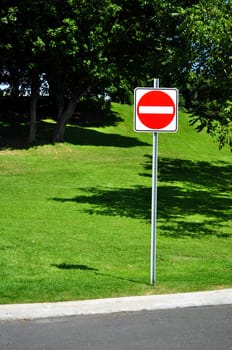 Colorful do not enter, wrong way traffic sign