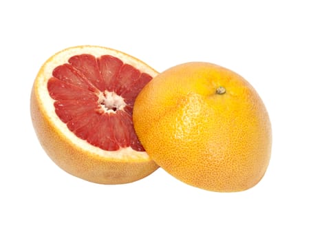 two half grapefruit isolated on white background 
