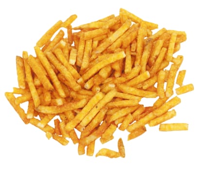 Pile of potato chips, isolated on a white background 