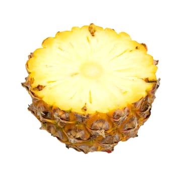 Pineapple slice isolated over white background. 