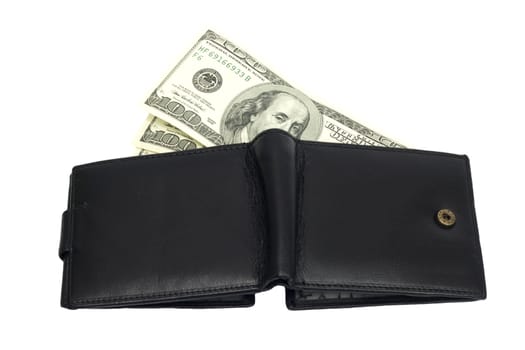 One black purse with the big pack of dollars 