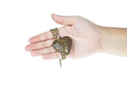 Steel heart on hand