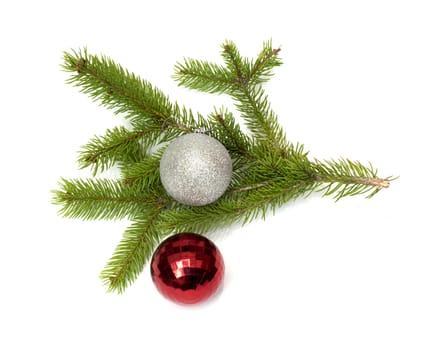 two christmas toys on white background 