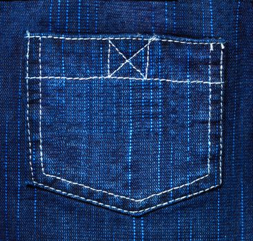 Back pocket of jeans - the background of rough blue fabric