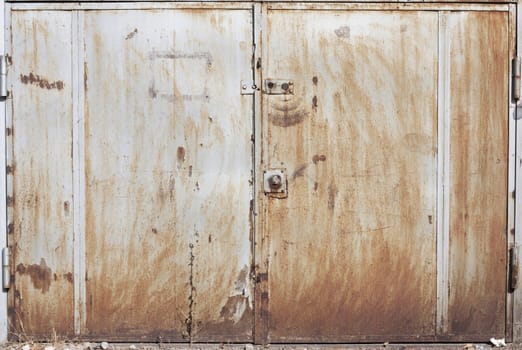 old steel gate of garage 
