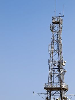 Telecommunications tower with various signal receptors and relays located in Mtarfa in Malta