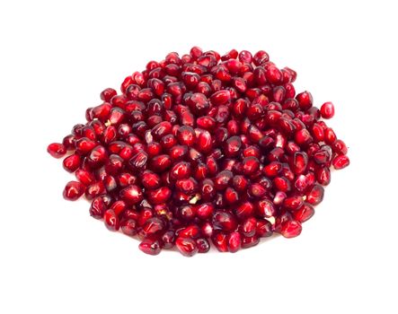 Extreme close up background of a red juicy ripe pomegranate fruit seeds 