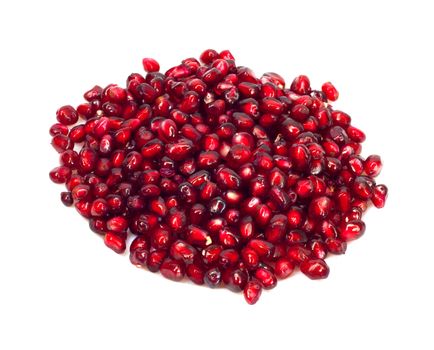 Extreme close up background of a red juicy ripe pomegranate fruit seeds 