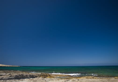 General coastline view Malta with beautiful crystal clear ocean water