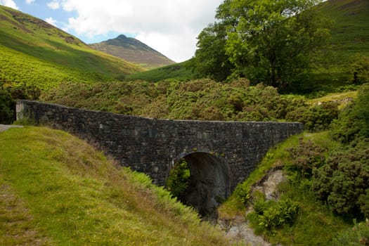 Idyllic Scene of an Old Stone Bridge in England's Lake Country