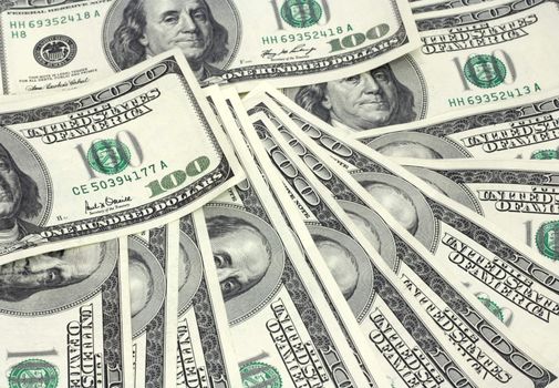 Background with money american hundred dollar bills 