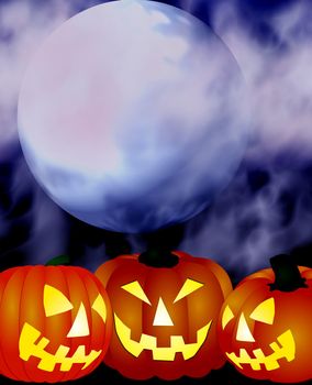 illustration of scary pumpkins