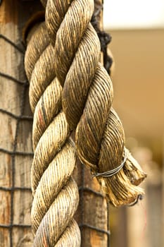 An old thick hemp rope used on sailing ships