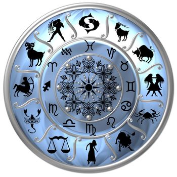 Blue Zodiac Disc with Signs and Symbols