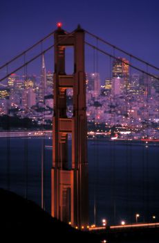 san francisco and golden gate bridge at night